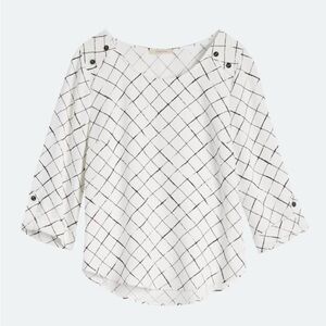 41 Hawthorne Webber Button Detail Blouse - White - Size L - EUC